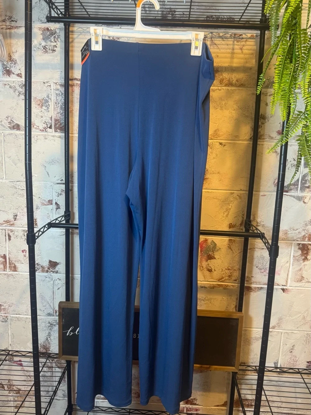 OPI Wide-Leg Knit Pants in Navy Blue
